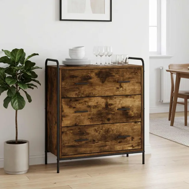 vidaXL Dressoir Gerookt eiken 97 x 33 x 81 cm Bewerkt hout Bruin