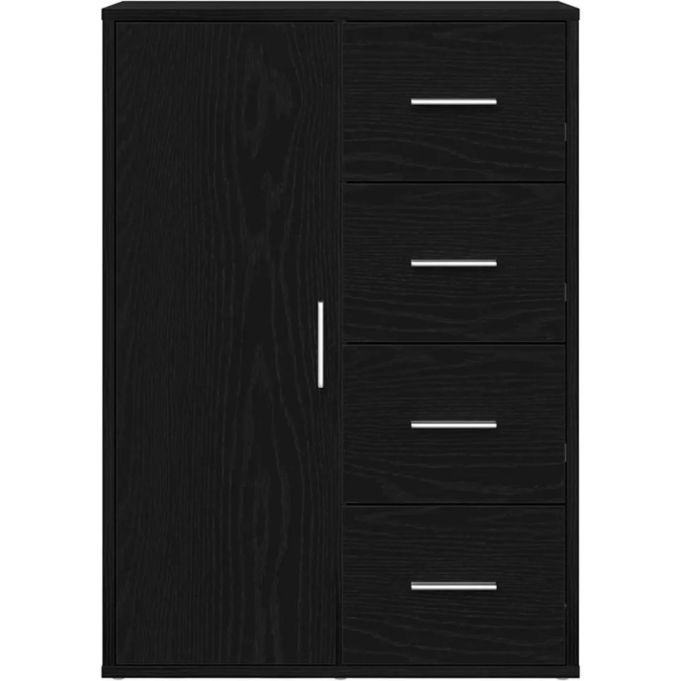 vidaXL Dressoir Zwart Eiken 60 x 31 x 84 cm Bewerkt hout, foto 3