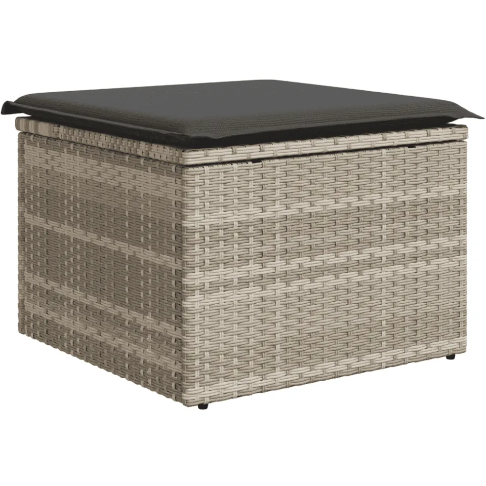 vidaXL 13-delige Loungeset met kussens poly rattan lichtgrijs grijs, foto 2