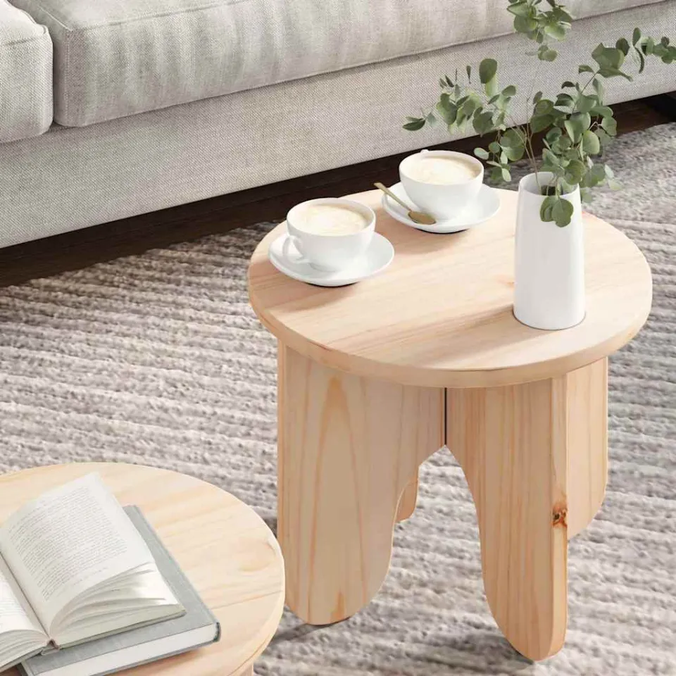 vidaXL Salontafel 2 st Naturel 39.5 x 39.5 x 30 cm Massief grenenhout, foto 3