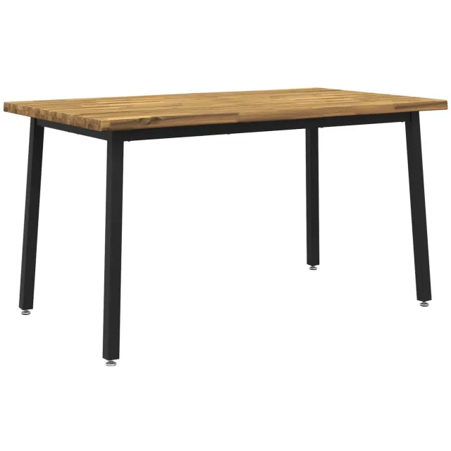 vidaXL Eettafel - met - levendige - rand - 140 - x - 80 - x - 75 - cm Whitewash en zwart