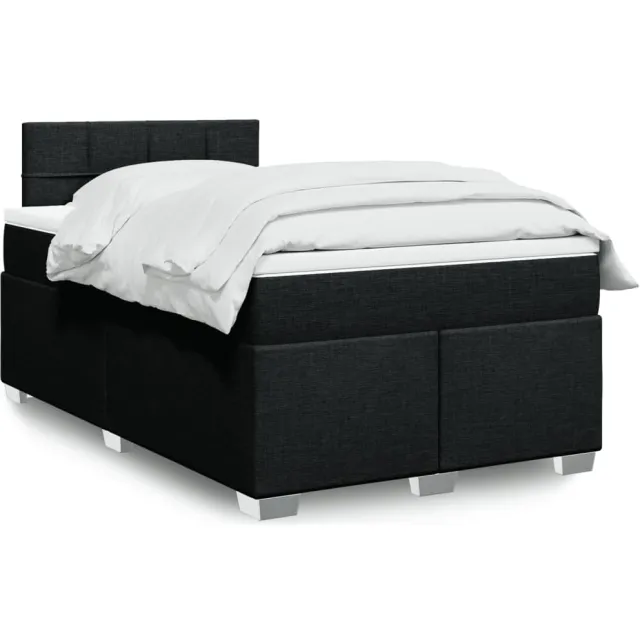 vidaXL Boxspring met matras stof zwart 120x200 cm