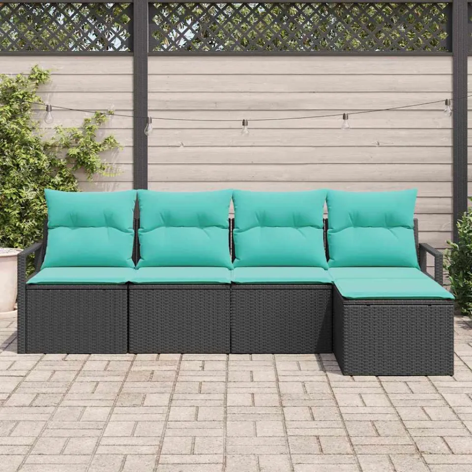 vidaXL Bankstel 5 st Zwart poly rattan, foto 3