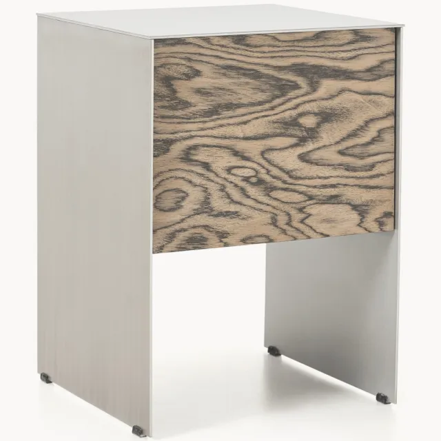 Westwing Collection Nachtkastje Ako Beige, Zilverkleurig