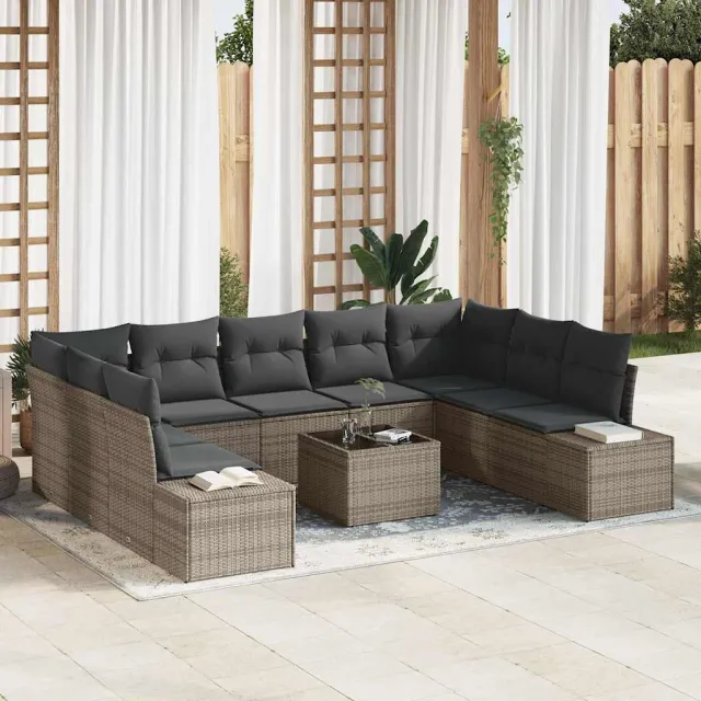 vidaXL Tuin Sofa Set 10 st Grijs poly rattan Lichtgrijs
