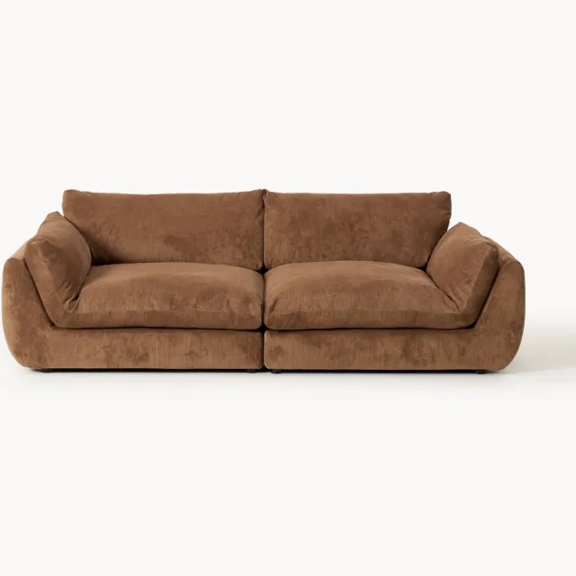 Westwing Collection Corduroy bank Feather (3-zits) bruin