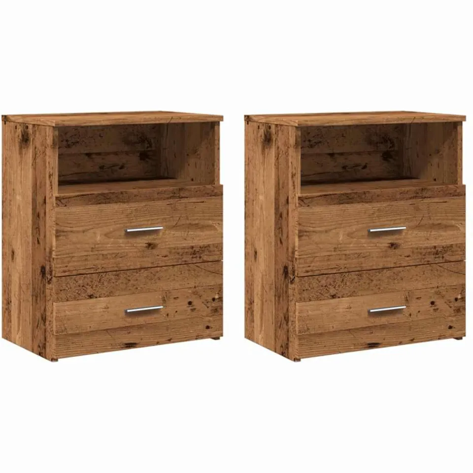 vidaXL Nachtkastjes 2 st 50x32x60 cm bewerkt hout oud houtkleurig bruin, foto 3