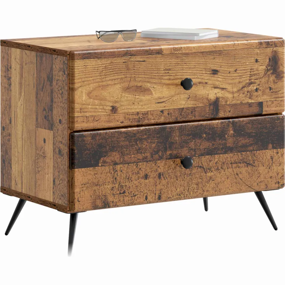 vidaXL Nachtkastje Oud hout 62 x 34,5 x 47,5 cm Bewerkt hout bruin