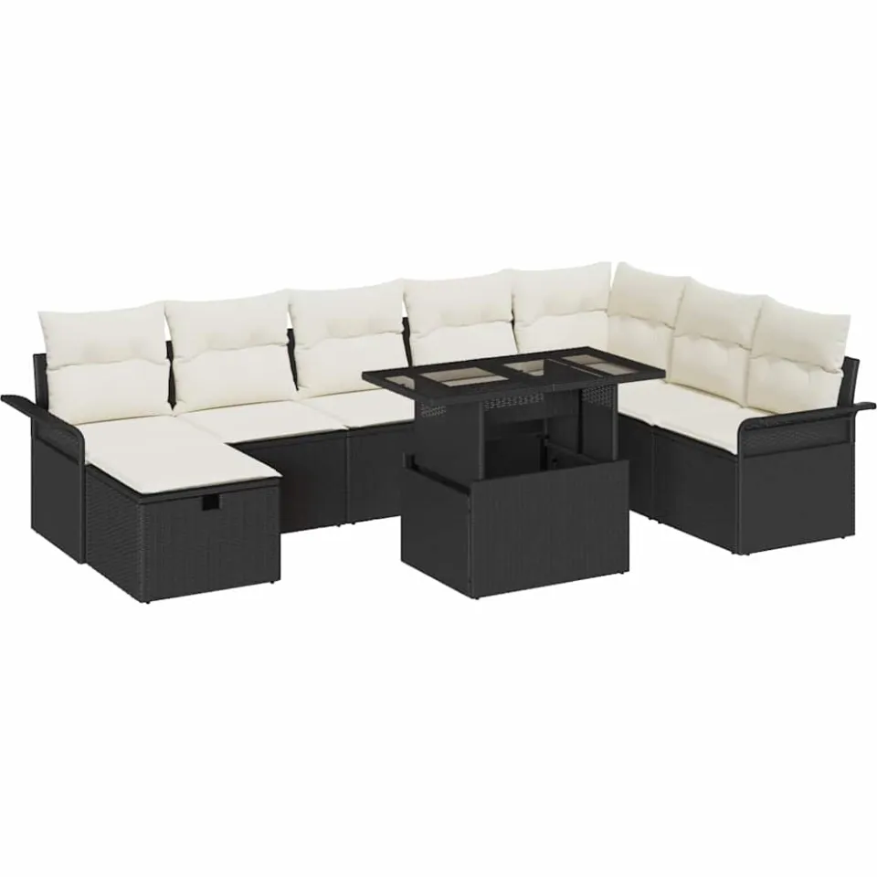 vidaXL Tuin Sofa Set 9 st Zwart poly rattan