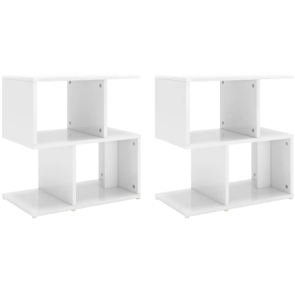 vidaXL Nachtkastjes 2 st 50x30x51,5 cm bewerkt hout hoogglans wit, foto 3