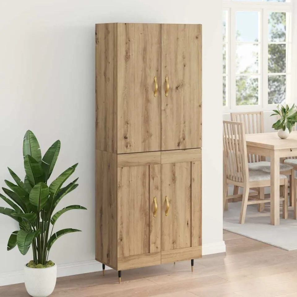 vidaXL Highboard Artisan Eiken 69,5 x 34 x 180 cm Bewerkt hout, foto 3