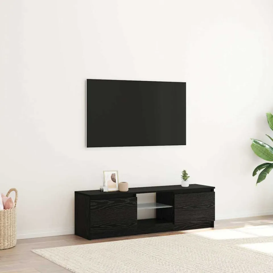 vidaXL Tv-meubel met LED 120x30x36 cm bewerkt hout zwart eiken, foto 2
