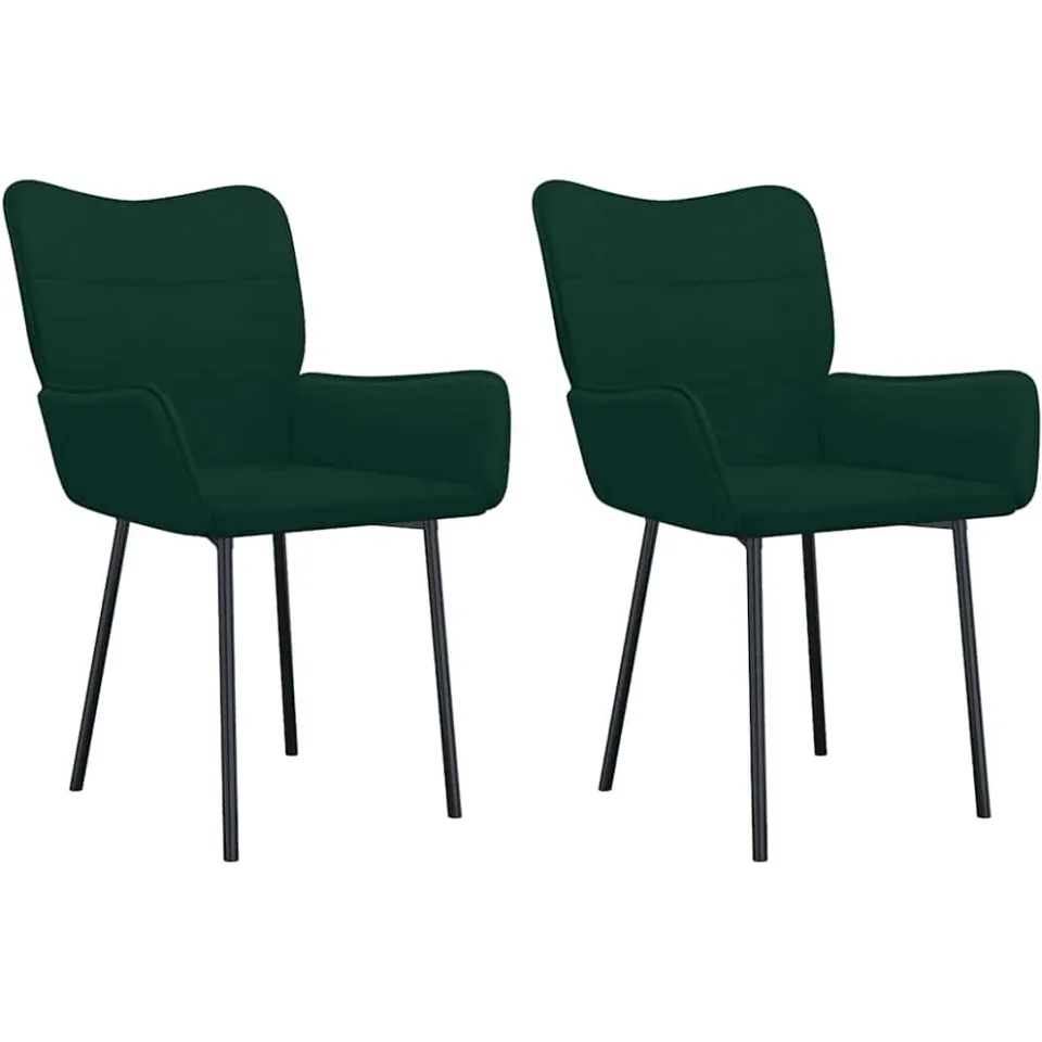 vidaXL Eetkamerstoelen 2 st fluweel donkergroen groen, foto 3