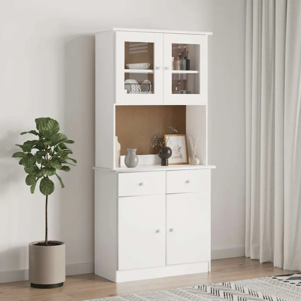 vidaXL Opzetkast ALTA 77x30x92 cm massief grenenhout wit, foto 3