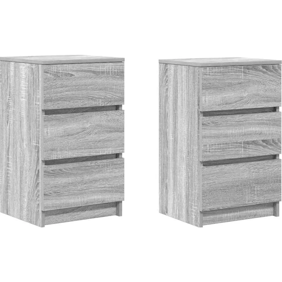 vidaXL Nachtkastjes met 3 lades 2 st 39x35x65 cm grijs Sonoma