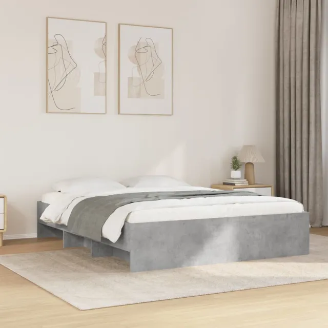 vidaXL Bedframe bewerkt hout betongrijs 150x200 cm