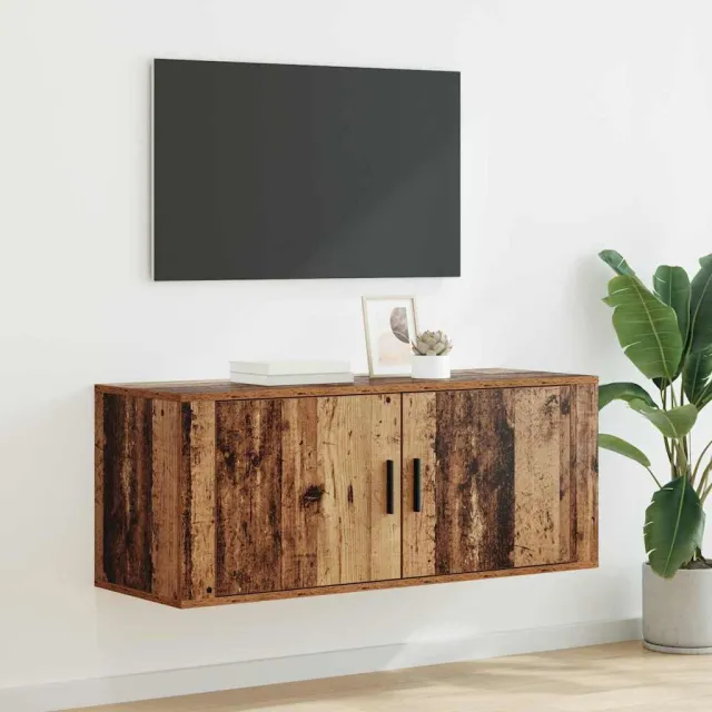 vidaXL Wandgemonteerde TV-kast 100 x 34,5 x 40 cm Oud Hout Bruin