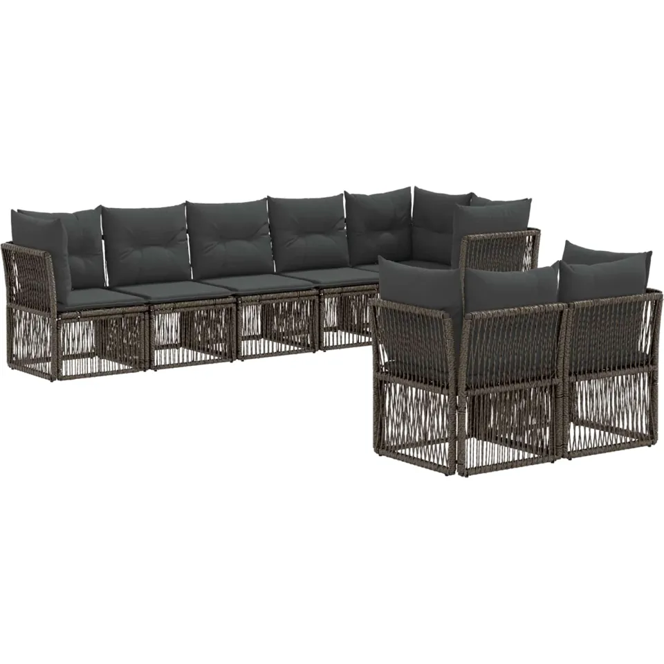vidaXL Tuinbankenset 8 st 8-zits Grijs poly rattan, foto 3