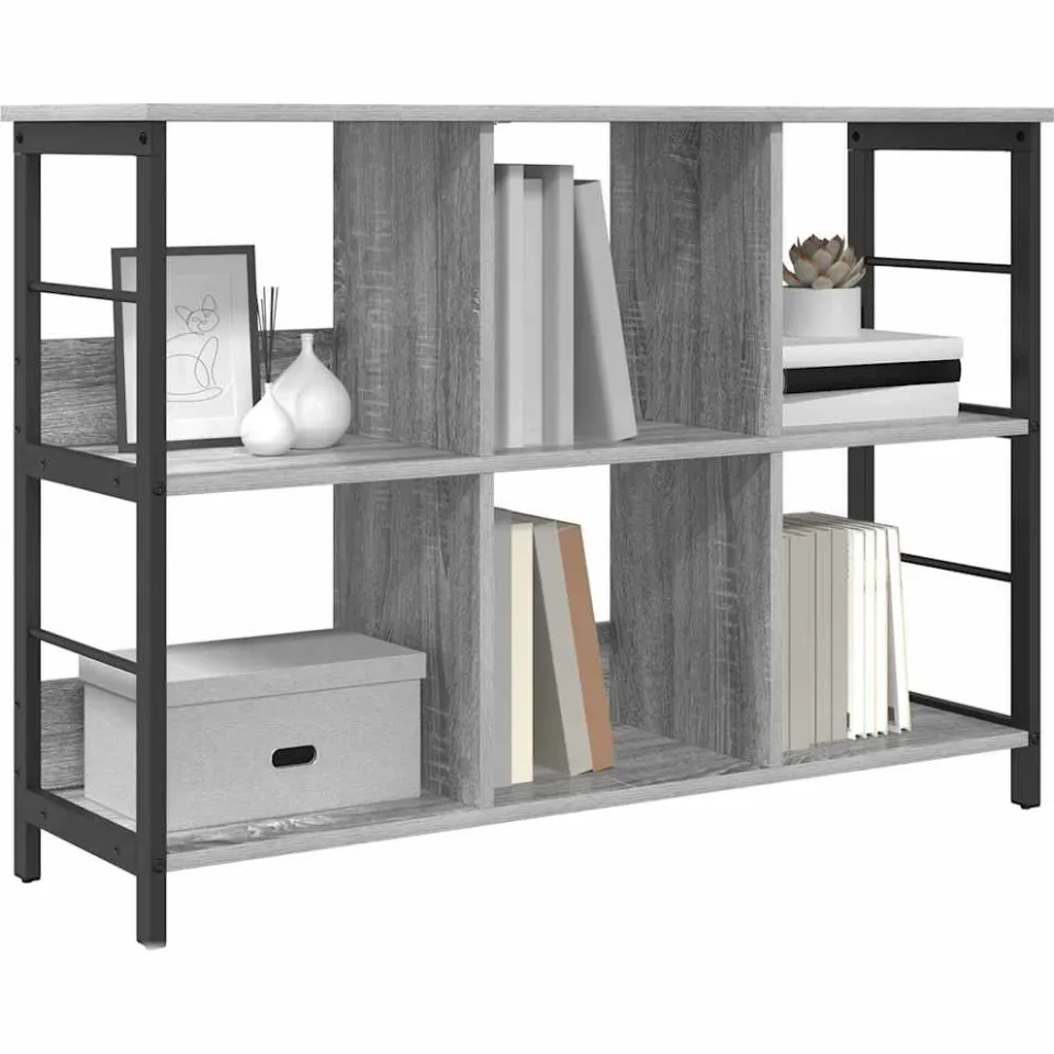 vidaXL Boekenkast 6-laags 102 x 32 x 72,5 cm Bewerkt hout Grijs Sonoma
