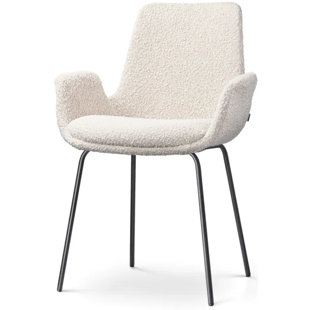 Nolon Nora-Eef eetkamerstoel bouclé beige - zwart onderstel