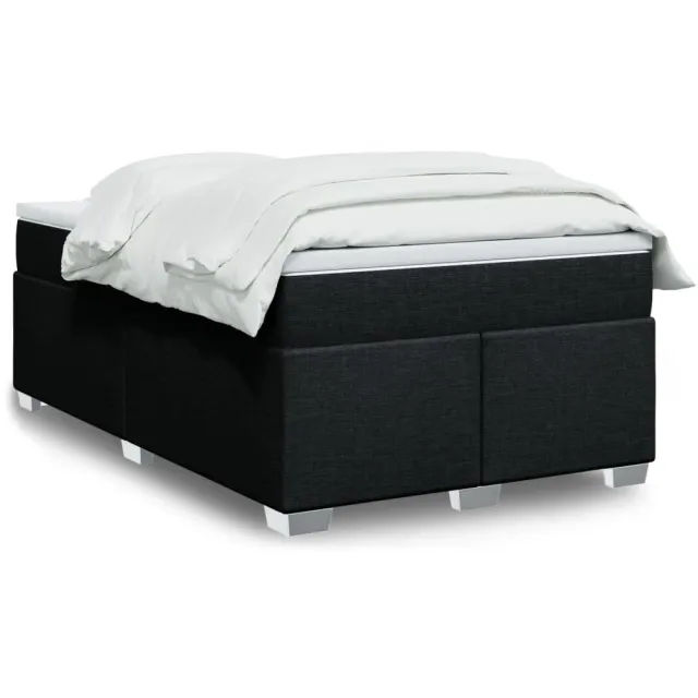 vidaXL Boxspring met matras stof zwart 120x200 cm