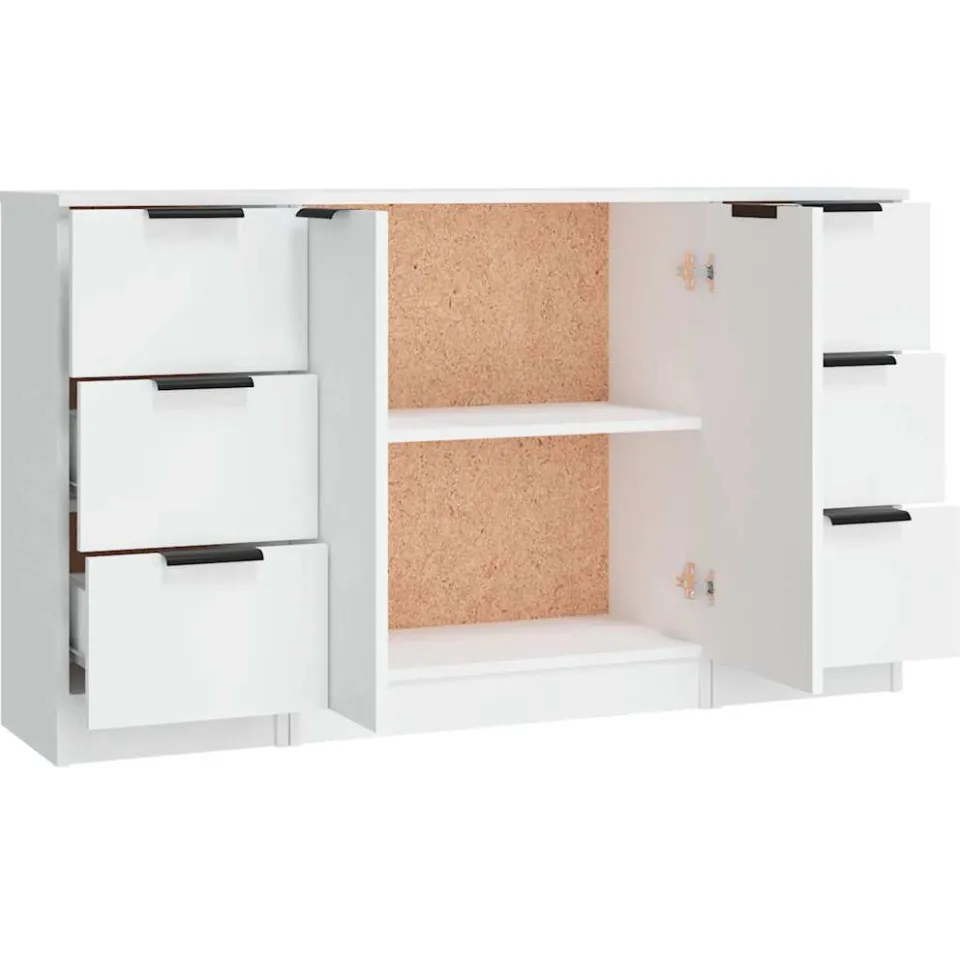 vidaXL Dressoirs 3 st bewerkt hout wit, foto 4