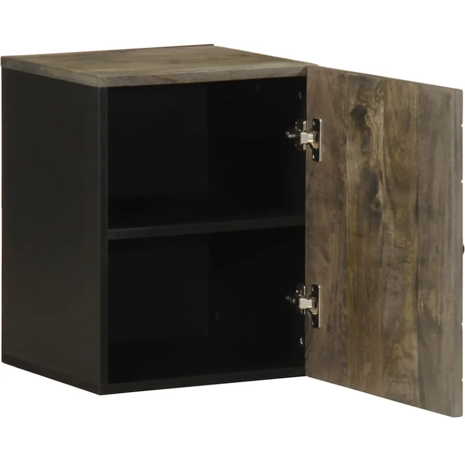 vidaXL Badkamerkast wandgemonteerd 38x33x48 cm massief mangohout zwart, foto 2