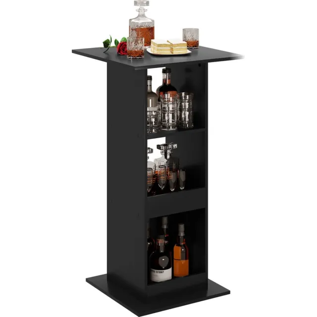 In And Outdoormatch Hoge bartafel - voor keuken & bistro - stevig & robuust - modern design - zwart hout - 60x60x112 cm