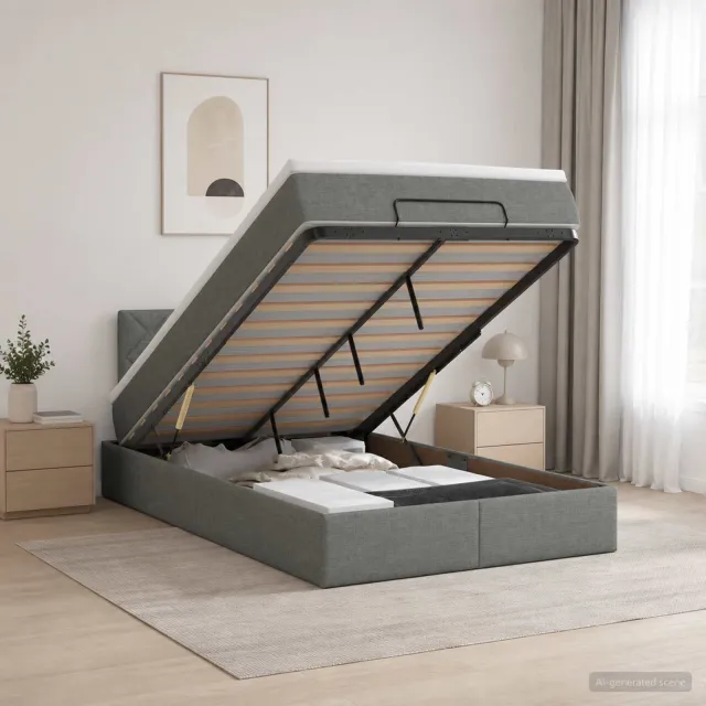 vidaXL Ottoman bed met matras Donkergrijs 120 x 190 cm Stof