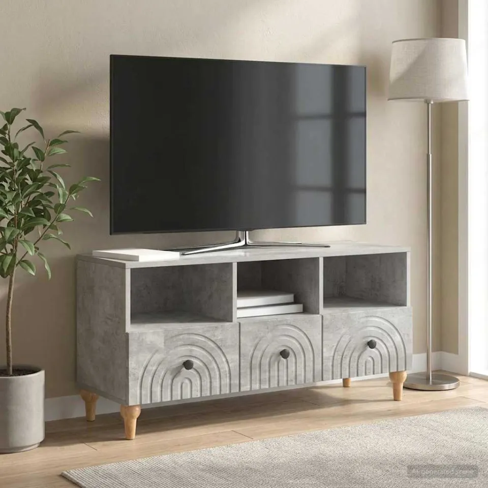 vidaXL TV-kast 102 x 34,5 x 50 cm Beton Grijs Geconstrueerd hout, foto 4