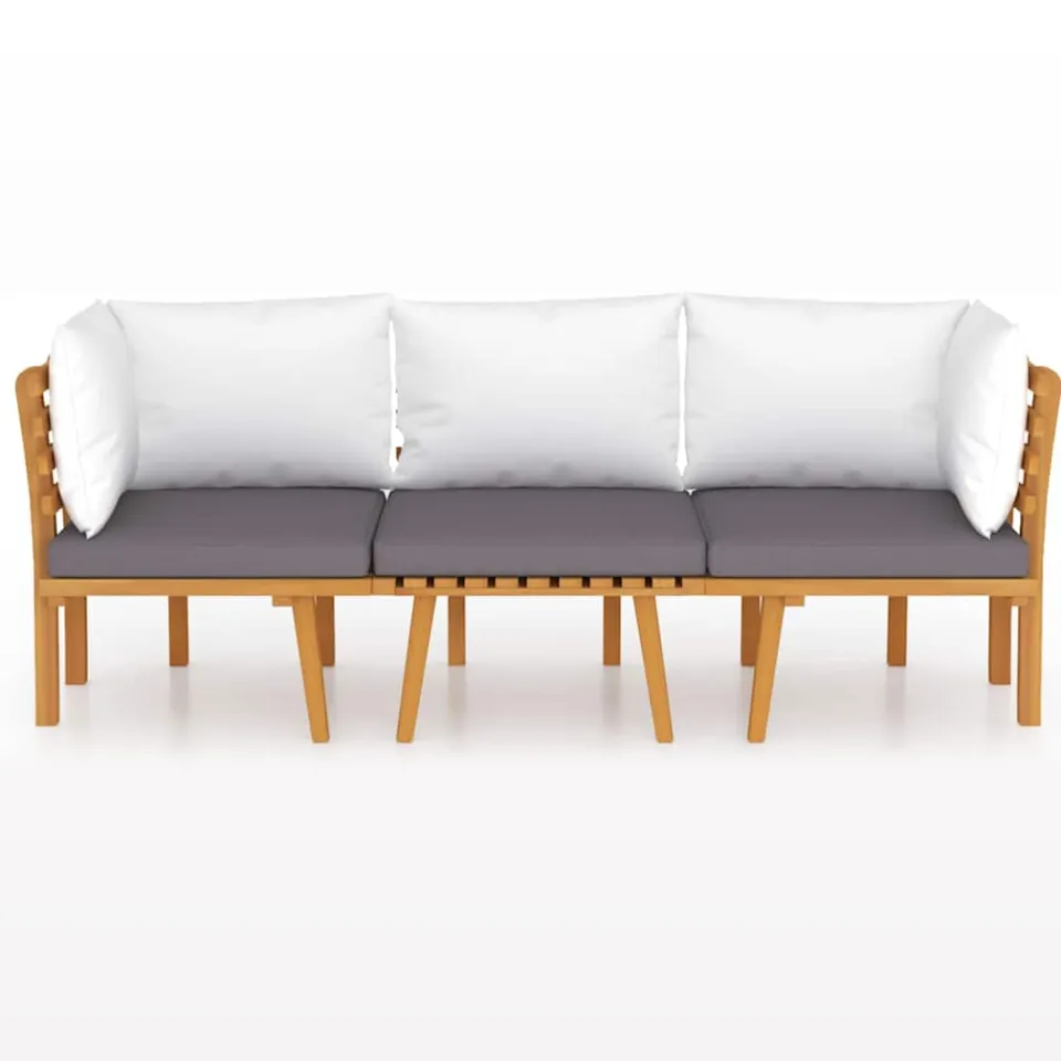 vidaXL 3-delige Loungeset met kussens massief acaciahout bruin, foto 3