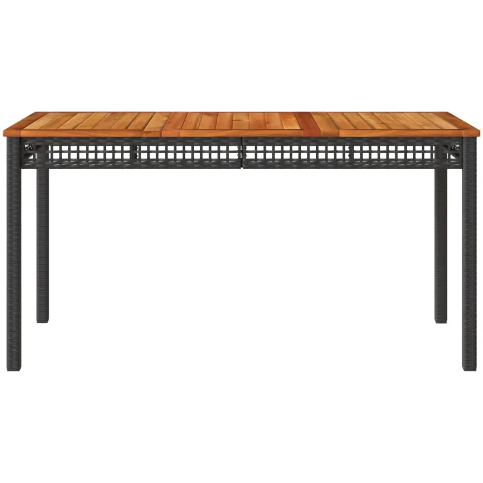 vidaXL Tuintafel 140x80x75 cm poly rattan en acaciahout zwart