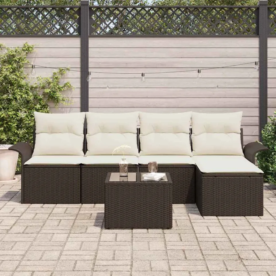 vidaXL Buitensofa 6 st Bruin poly rattan, foto 3