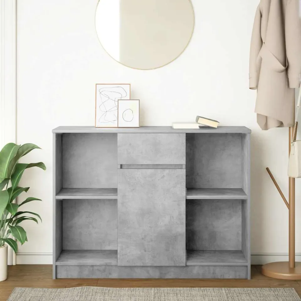 vidaXL Dressoir met lade 101x35x76 cm spaanplaat betongrijs grijs, foto 3