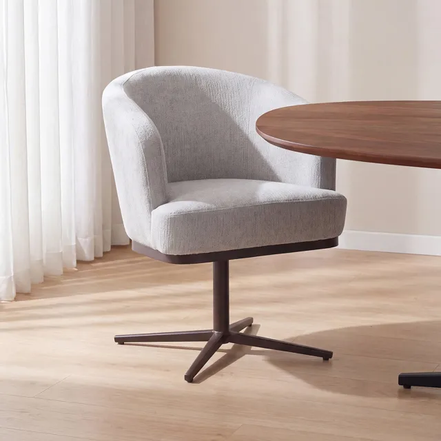 LABEL51 Cannes Eetkamerstoel - Naturel - Stof - Brons Metaal - Stoel - Eetkamerfauteuil