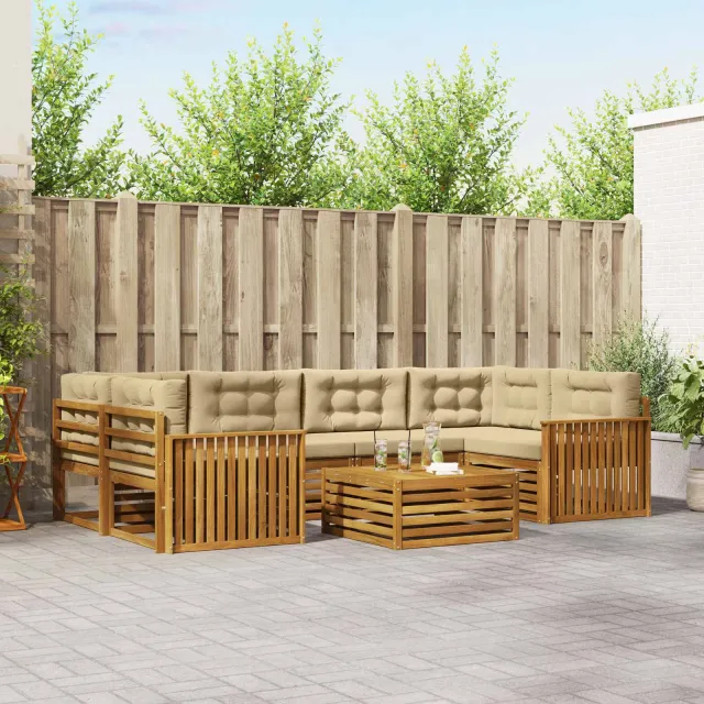 vidaXL Buiten bankenset 7 st 6-zits Natuurlijk en Beige