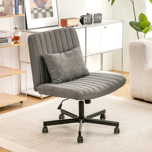 MODENUIT Bureaustoel 67 x 55 x 93 cm - Draaibaar en In Hoogte Verstelbaar - Voor Bureau - Stof Donkergrijs Dark Gray