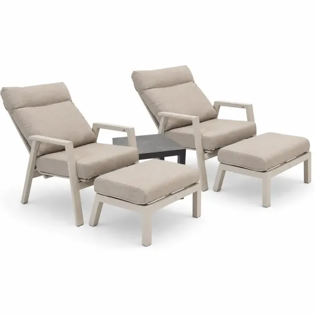 Lesliliving Loungeset Ohio Crème met tafeltje Creme