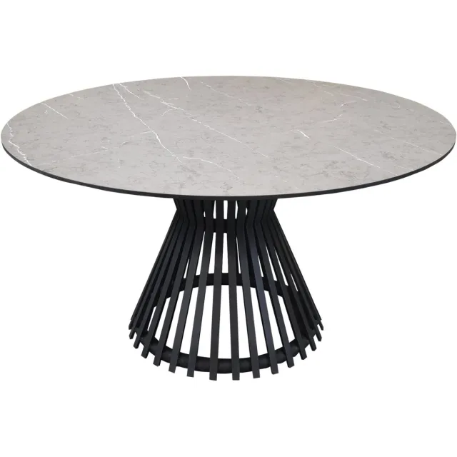 AVH-Collectie Pasadena low dining tuintafel 140xH69 cm keramisch antraciet Antraciet, Zwart