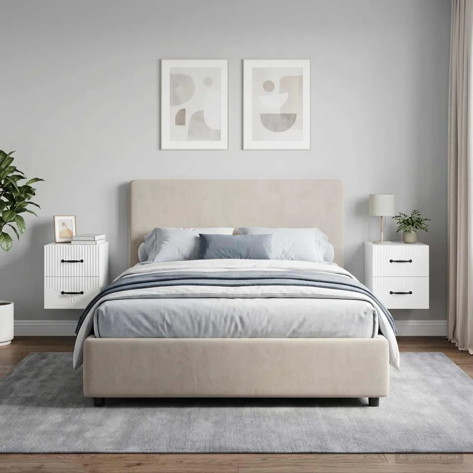 vidaXL Wandbeugel Bedkast 2 st Hoogglans Wit 34,5 x 33 x 40 cm, foto 4