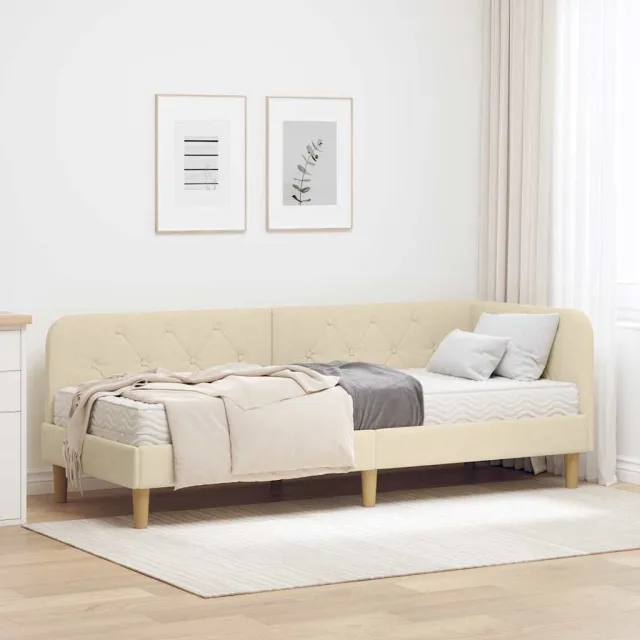 vidaXL Hoekbedframe Crème 80 x 200 cm Stof