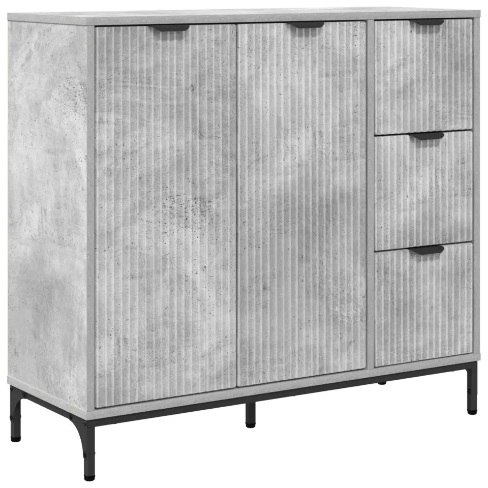 vidaXL Dressoir Beton Grijs 89,5 x 33 x 82 cm Bewerkt hout, foto 3