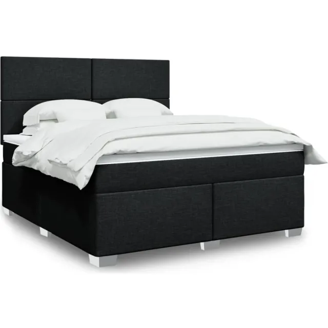 vidaXL Boxspring met matras stof zwart 180x200 cm