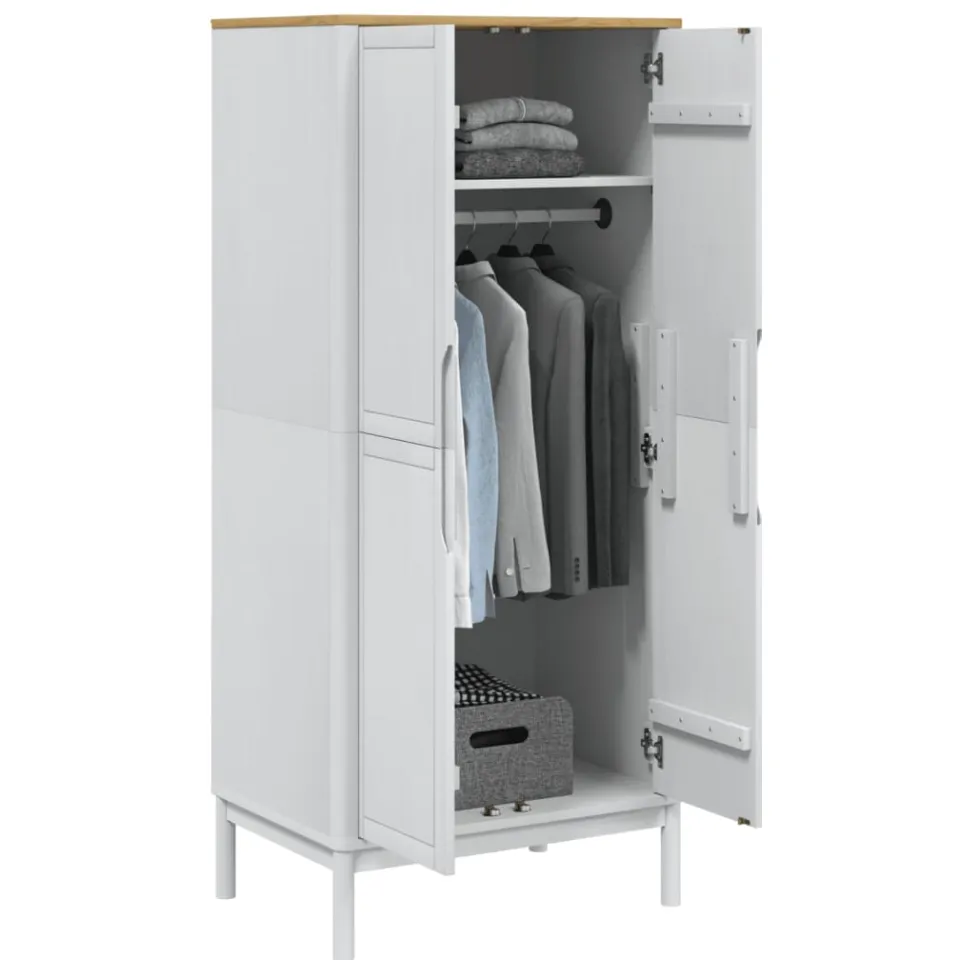 vidaXL Kledingkast FLORO 77x53x171 cm massief grenenhout wit, foto 4