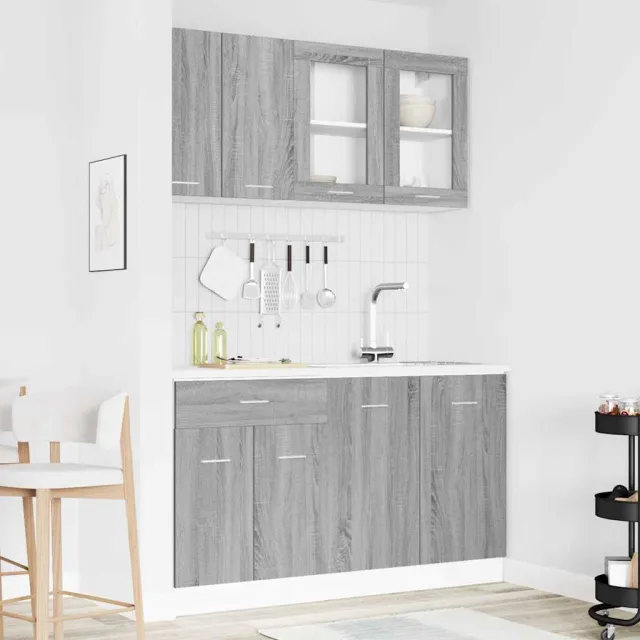 vidaXL Keuken Eenheid LYON 4 st Grijs Sonoma Bewerkt hout