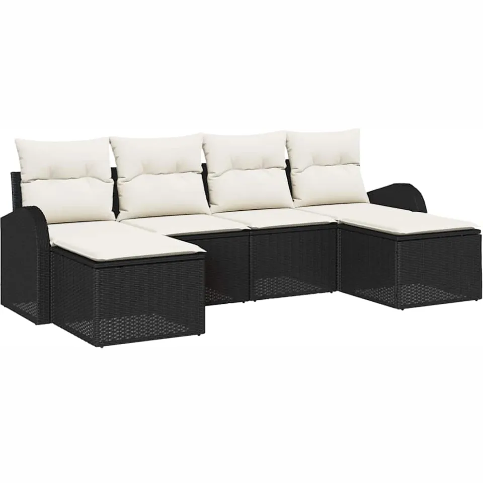 vidaXL Tuin Sofa Set 6 st Zwart [Synthetisch]: Poly Rattan