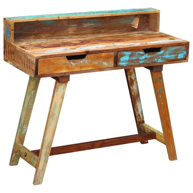 vidaXL Bureau massief gerecycled hout Meerkleurig