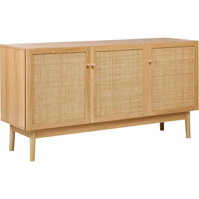 Beliani NIVO - Dressoir - Lichtbruin - 3 deuren - Hout/Rotan