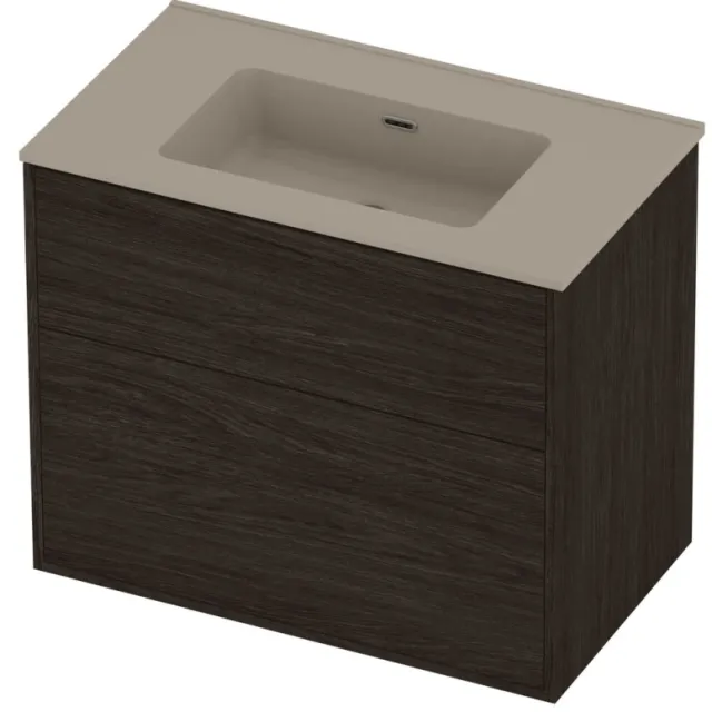 Proline Tribute Badmeubelset Porselein Elegant 2 Laden 80x46x67 cm Mat Crème Cotton Mokka Oak Eiken