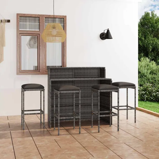 vidaXL 5-delige Tuinbarset met kussens grijs, foto 2